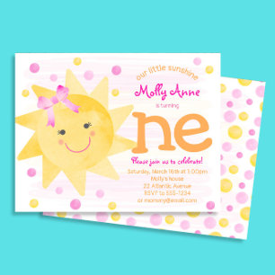 Little Sunshine Budget 1st Birthday Invitation