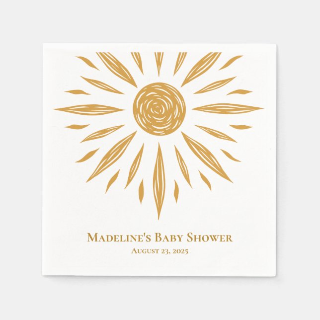 Little Sunshine Custom Baby Shower Napkin (Front)