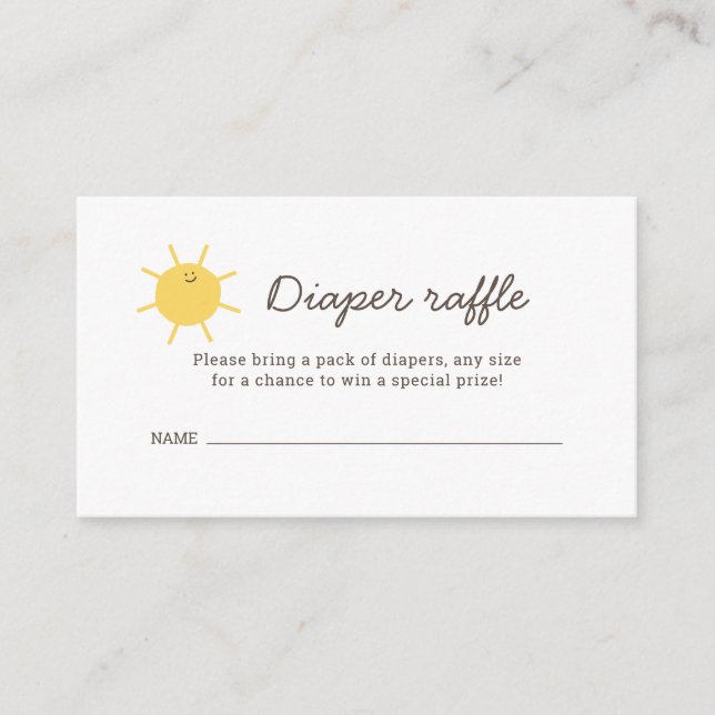 Little Sunshine Diaper Raffle Tickets Enclosure Ca Card (Front)