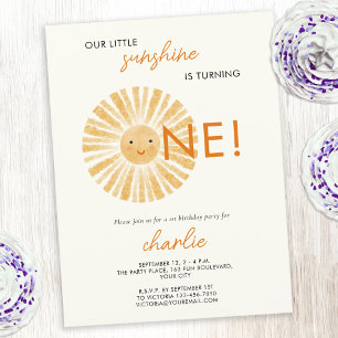 Little Sunshine First 1st Birthday Invitation Postcard