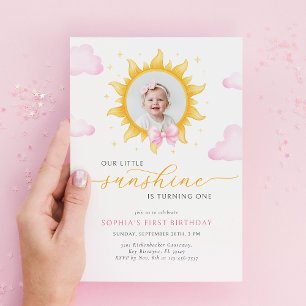 Little Sunshine First Birthday Invitation
