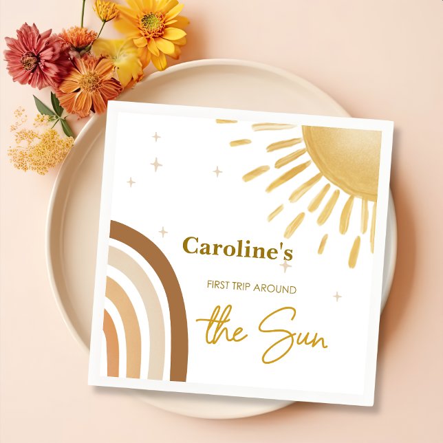 Little Sunshine First Trip Around the Sun Birthday Napkins (Creator Uploaded)