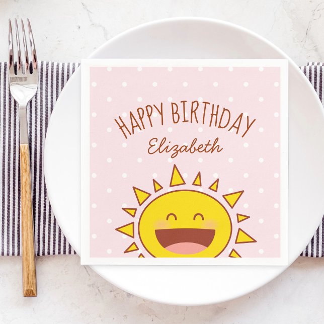 Little Sunshine Girl Birthday Happy Birthday Party Napkins (Creator Uploaded)
