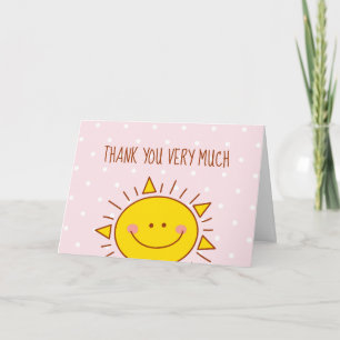 Little Sunshine Girl Birthday Pink Thank You Card