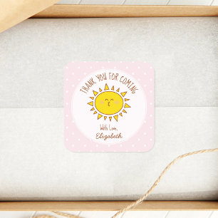 Little Sunshine Girl Birthday Thank You For Coming Square Sticker