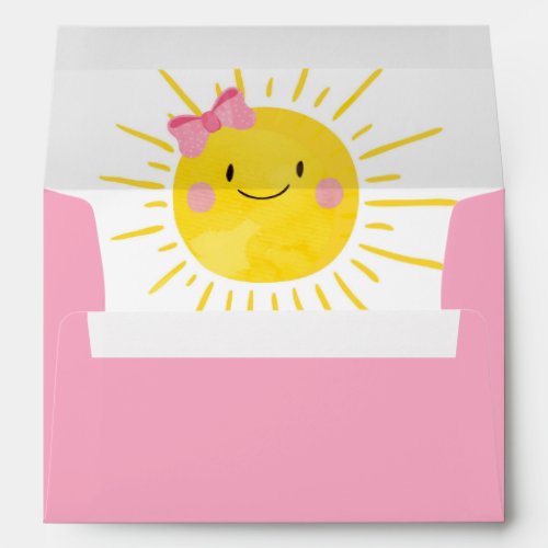 Little Sunshine Girl Pink Bow Baby Sun Envelope