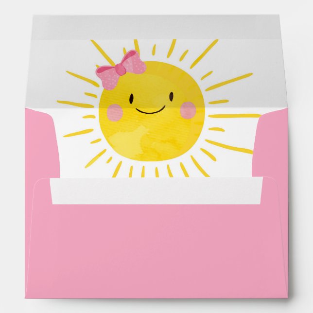 Little Sunshine Girl Pink Bow Baby Sun Envelope (Back (Bottom))