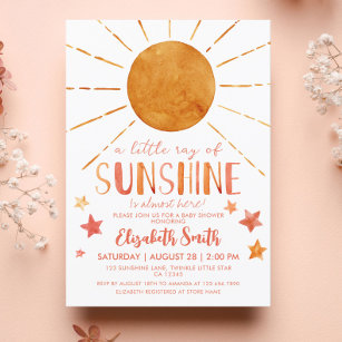 Little Sunshine Girl Whimsical Baby Shower  Invitation