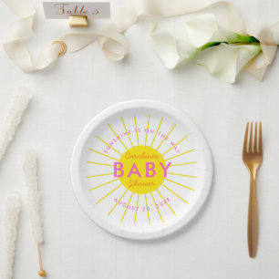 Little Sunshine is on the way Neutral Baby Shower Paper Plates