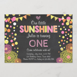 Little Sunshine Lemonade Pink Birthday invitation