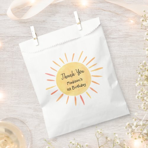 Little Sunshine Modern Boho Birthday Favor Bag