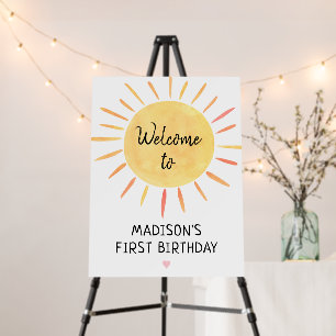 Little Sunshine Modern Boho Birthday Welcome Foam Board