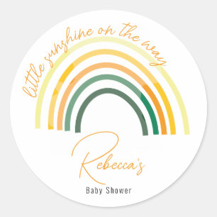 Little sunshine on the way baby shower classic round sticker