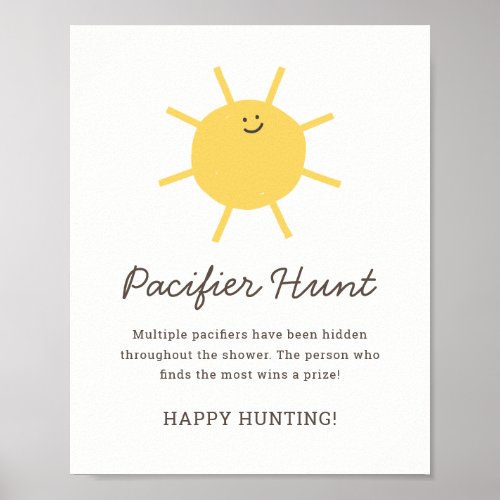 Little Sunshine Pacifier Hunt Game Sign