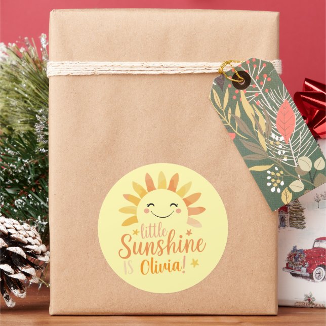 Little Sunshine Personalized Round Sticker (Holiday)