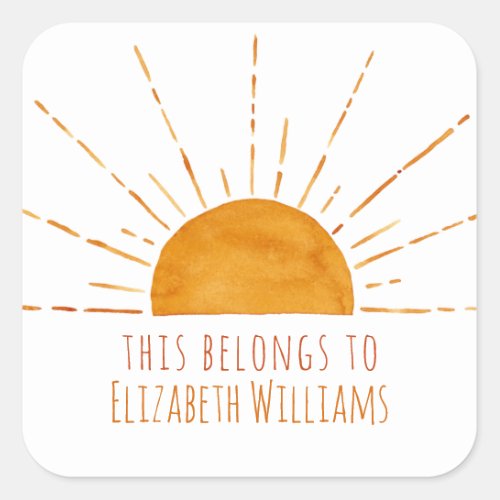 Little Sunshine Personalized School Square Sticker