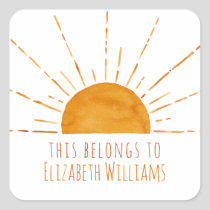 Little Sunshine Personalized School Square Sticker