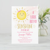 Little Sunshine Pink & Gold Baby Shower Invitation (Standing Front)