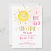 Little Sunshine Pink & Gold Baby Shower Invitation (Front)