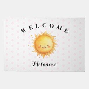 Little Sunshine Pink Polka Girl Doormat