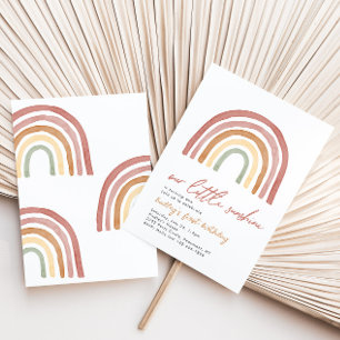 Little Sunshine Rainbow Birthday Invitation