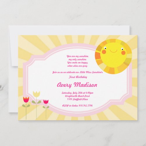 Little Sunshine Summer Spring Baby Shower birthday Announcements