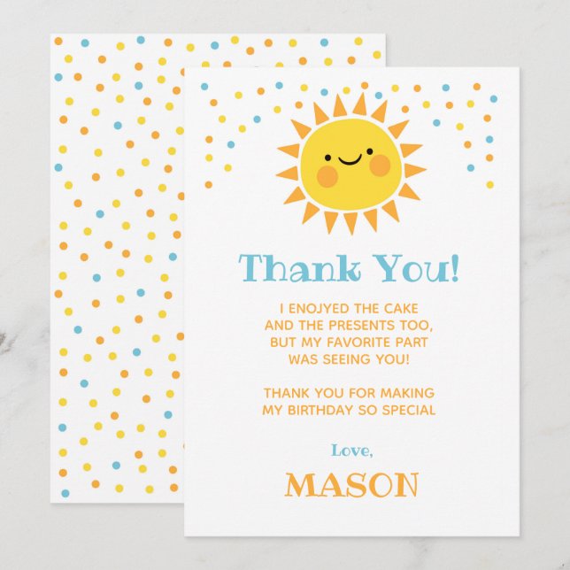 Little Sunshine Thank you cards (Front/Back)