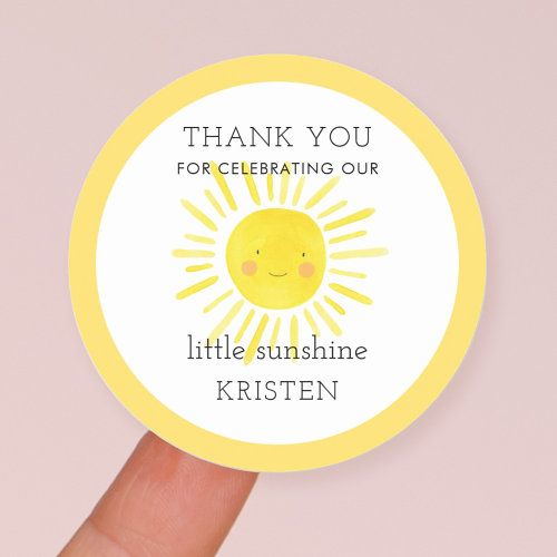 Little Sunshine Thank You Favor Classic Round Sticker