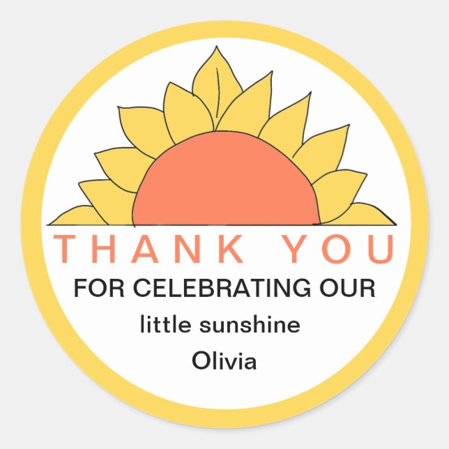 Little Sunshine Thank You Favor Sticker (Front)