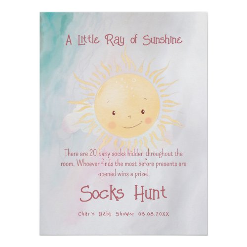 Little Sunshine Theme Shower Sock Hunt  Poster