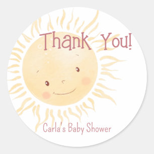 Little Sunshine Theme Thank You Classic Round Sticker