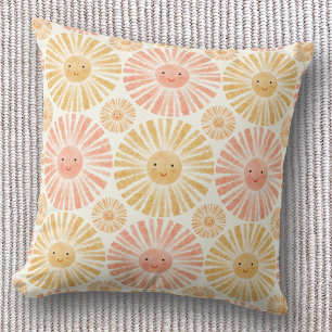 Little Sunshine Watercolor Pattern Throw Pillow