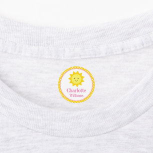 Little Sunshine Yellow Pink Name Kids' Labels