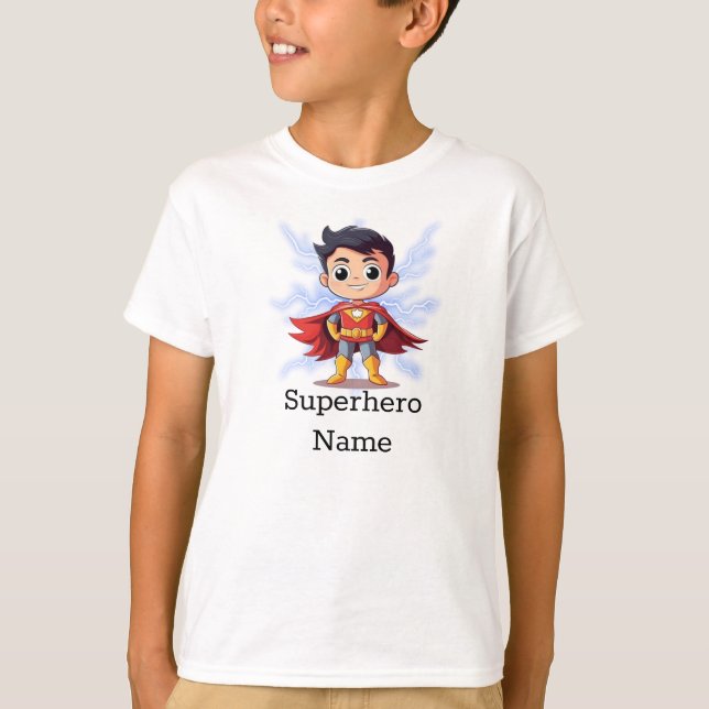 Little Superhero Action Personalized T-Shirt (Front)