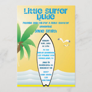 Little Surfer Dude Baby Shower Invite