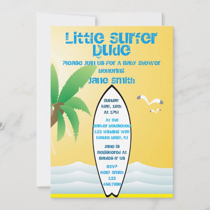 Little Surfer Dude Baby Shower Invite Zazzle
