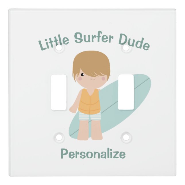 Little Surfer Dude Cute Baby Boy Surfboard Light Switch Cover (Front)