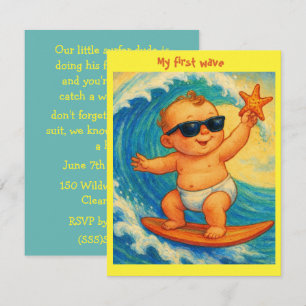 Little Surfer Dude Party Digital Download  Invitation