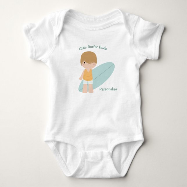 Little Surfer Dude Personalize Baby Bodysuit (Front)