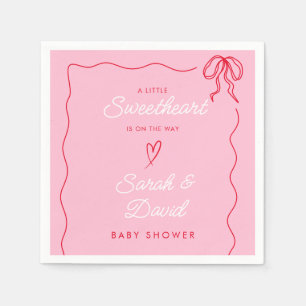 Little Sweatheart Valentines Pink Red Baby Shower Napkins