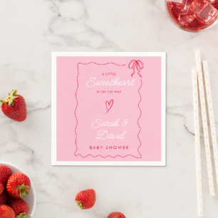 Little Sweatheart Valentines Pink Red Baby Shower Napkins