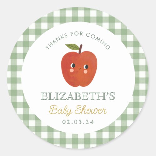 Little Sweet Apple Baby Shower  Classic Round Sticker