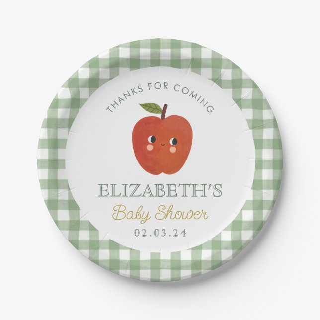 Little Sweet Apple Baby Shower  Paper Plates (Front)