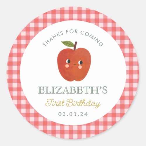 Little Sweet Apple  First Birthday Classic Round Sticker