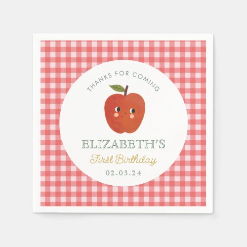 Little Sweet Apple  First Birthday Napkins