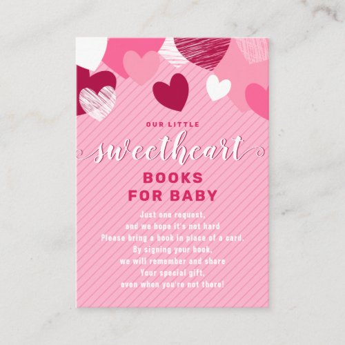  Little Sweet Heart Baby Shower Pink Book For Baby Enclosure Card