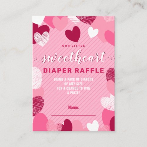  Little Sweet Heart Pink Diaper Raffle Baby Shower Enclosure Card