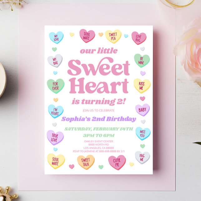 Little Sweet Heart Valentine's Day Birthday Party Invitation (Creator Uploaded)