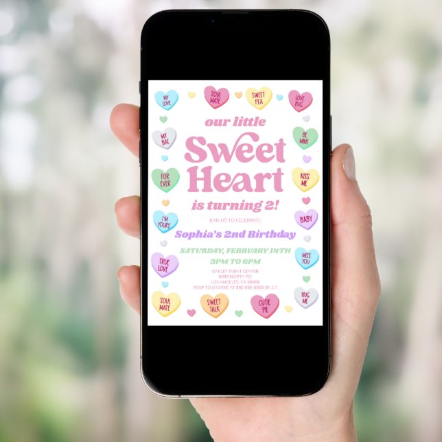 Little Sweet Heart Valentine's Day Birthday Party Invitation (Front Digital)