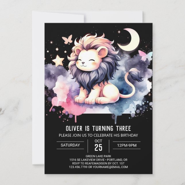 Little Sweet Lion Birthday Invitation (Front)